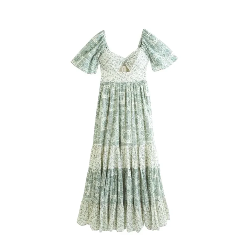 Abercrombie & Fitch Twist Front Tiered Maxi Dress